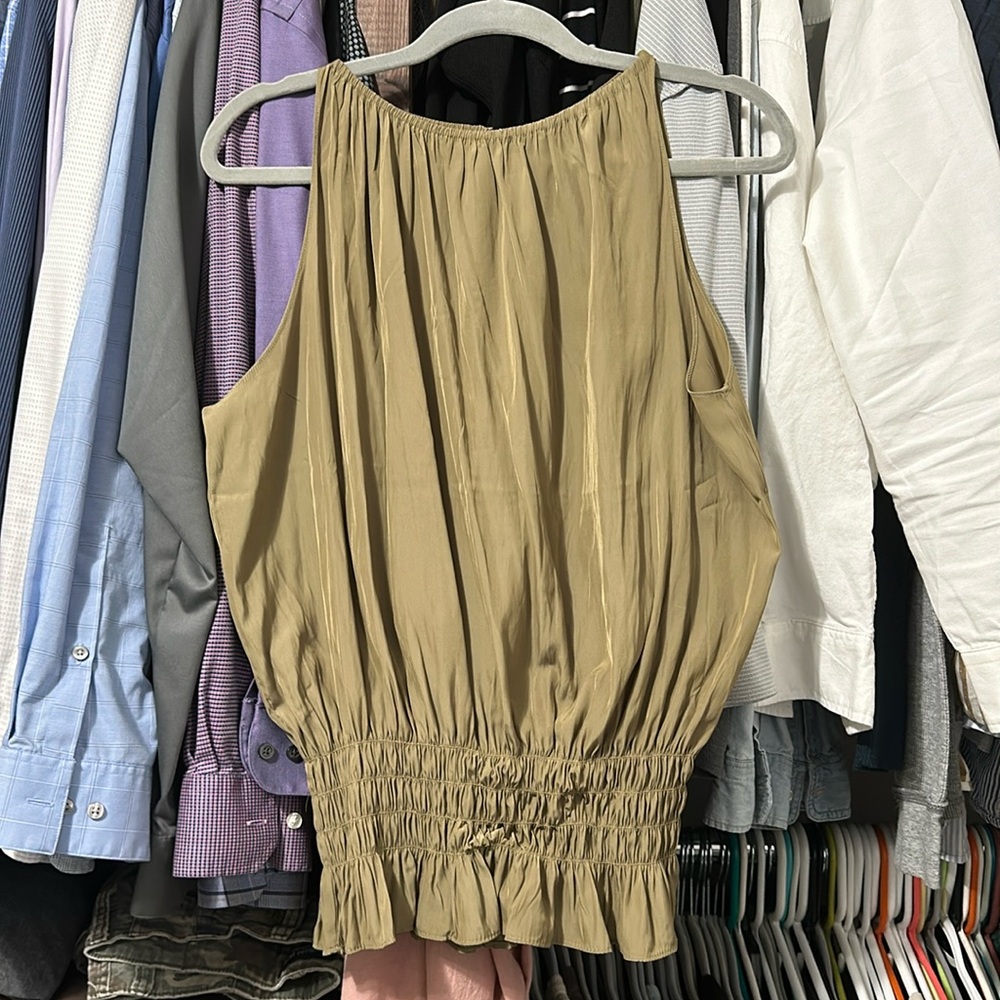 Olive high neck sleeveles top